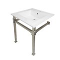 Kingston Brass KVPB25221Q6 25-Inch Ceramic Console Sink (1-Hole), White/Polished Nickel KVPB25221Q6